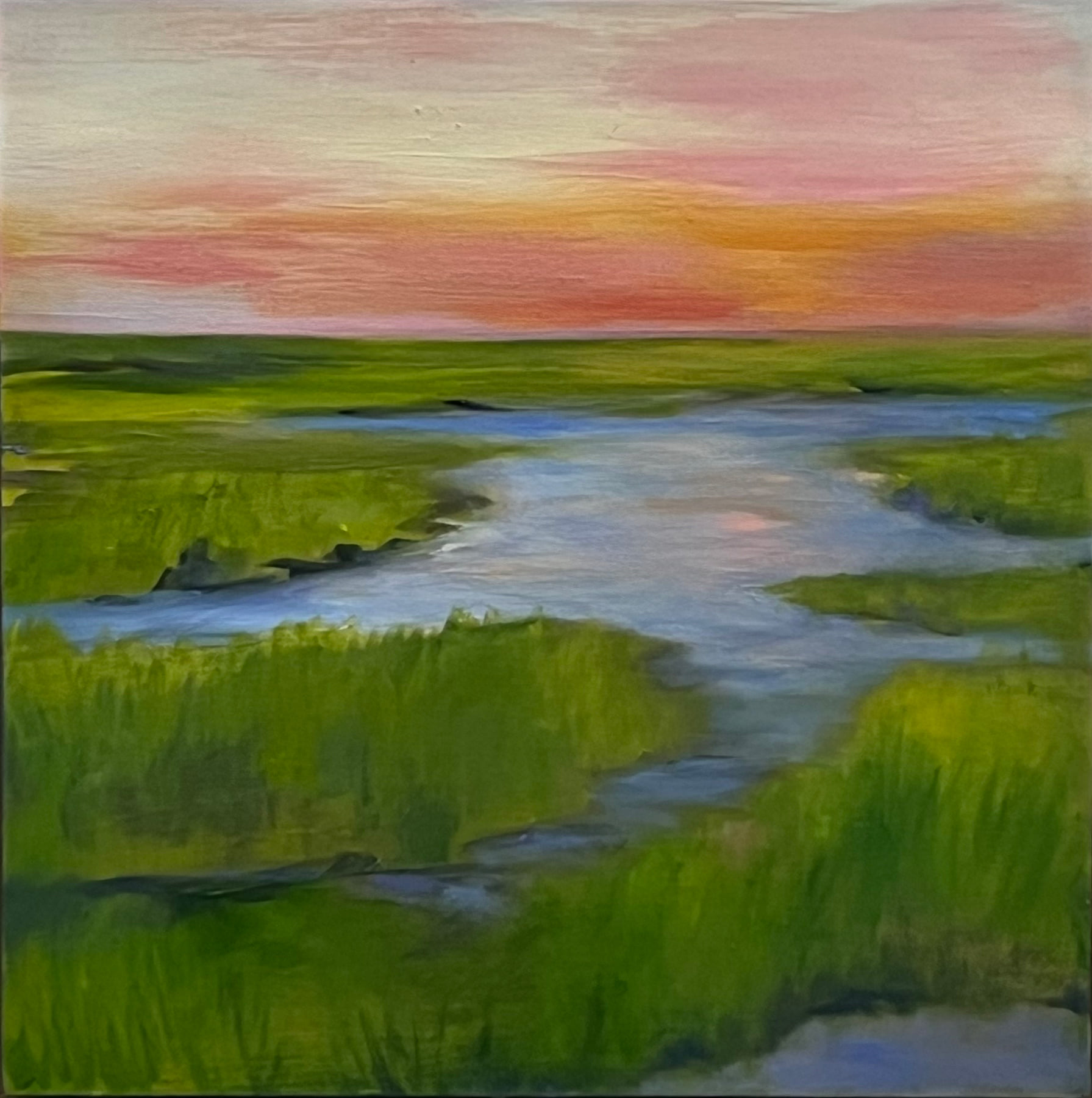 Sunset Marsh by Lisa Farnsworth, Oil on panel